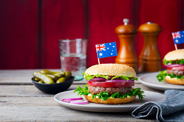 オーストラリアの旗とハンバーガー